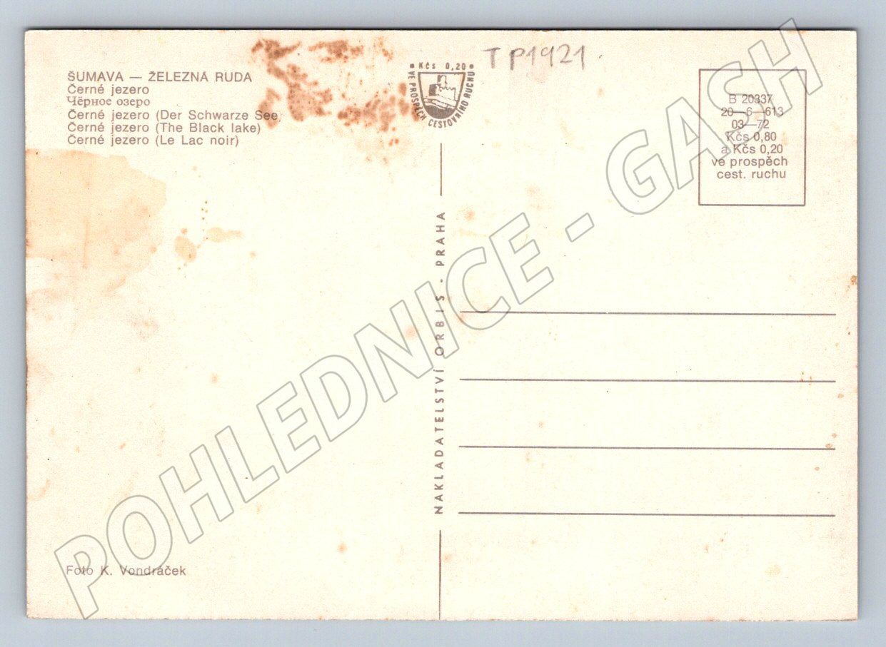 Pohlednice Šumava Železná Ruda Černé jezero (TP1921)