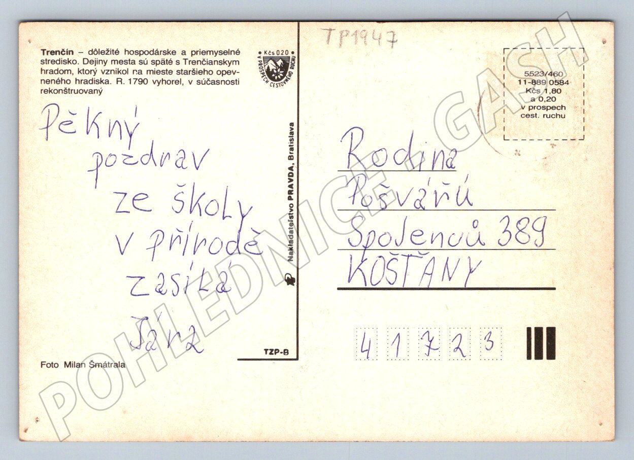 Pohlednice Slovensko Trenčín hrad a město (TP1947)
