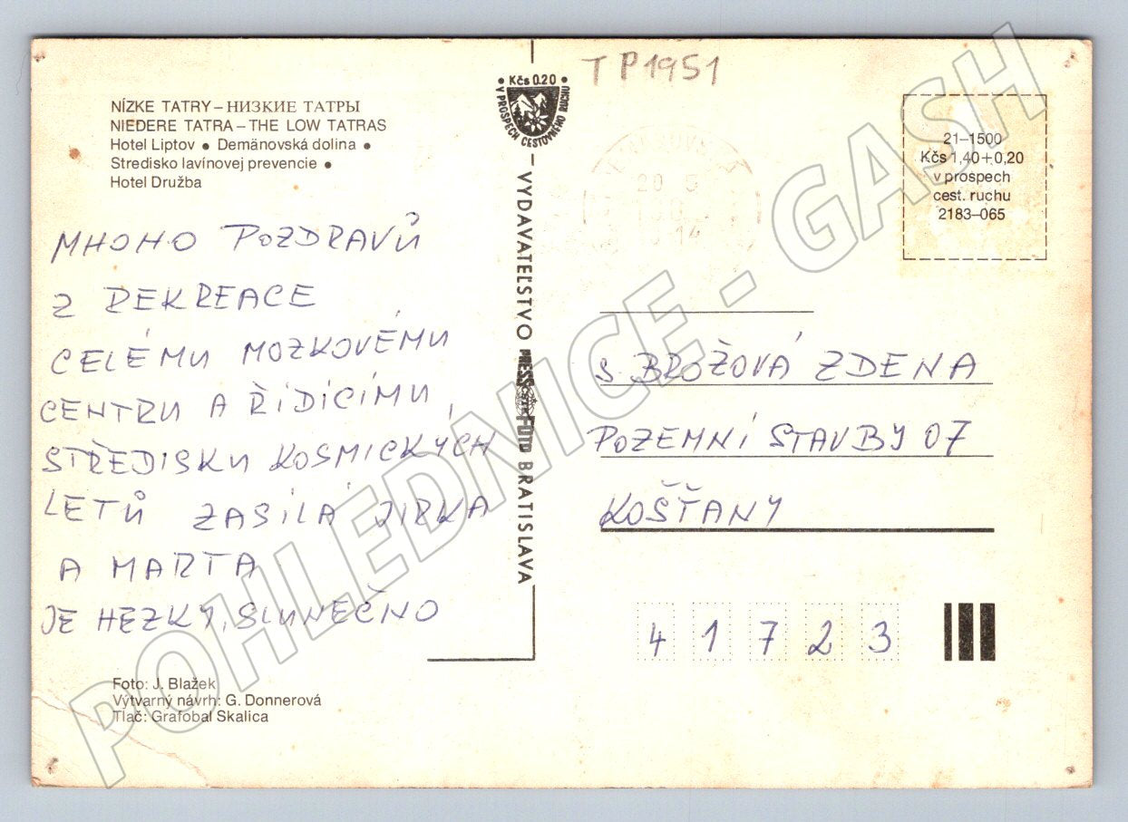 Pohlednice Slovensko Demänovská Dolina Nízké Tatry (TP1951)