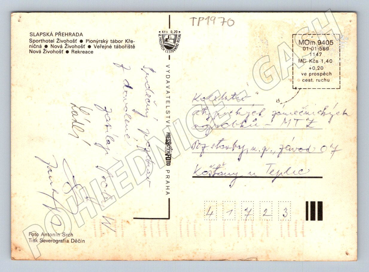 Pohlednice Slapská přehrada Živohošť (TP1970)