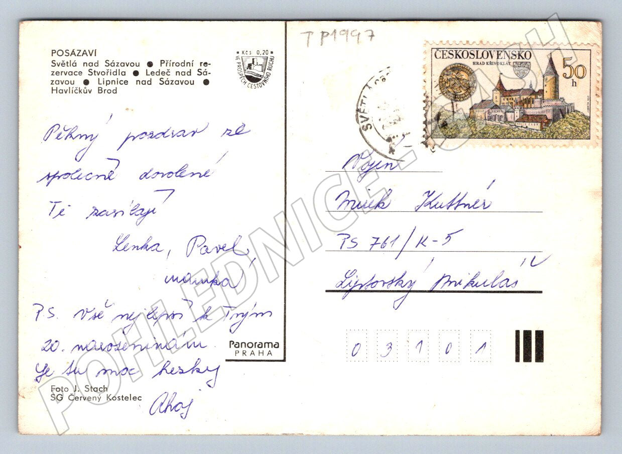 Pohlednice Posázaví multivrcha Světlá, Ledeč nad Sázavou (TP1997)