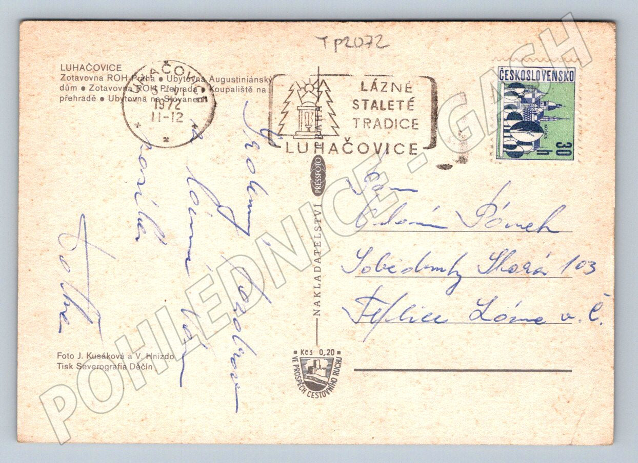Pohlednice Luhačovice Rekreace ROH 1972 (TP2072)