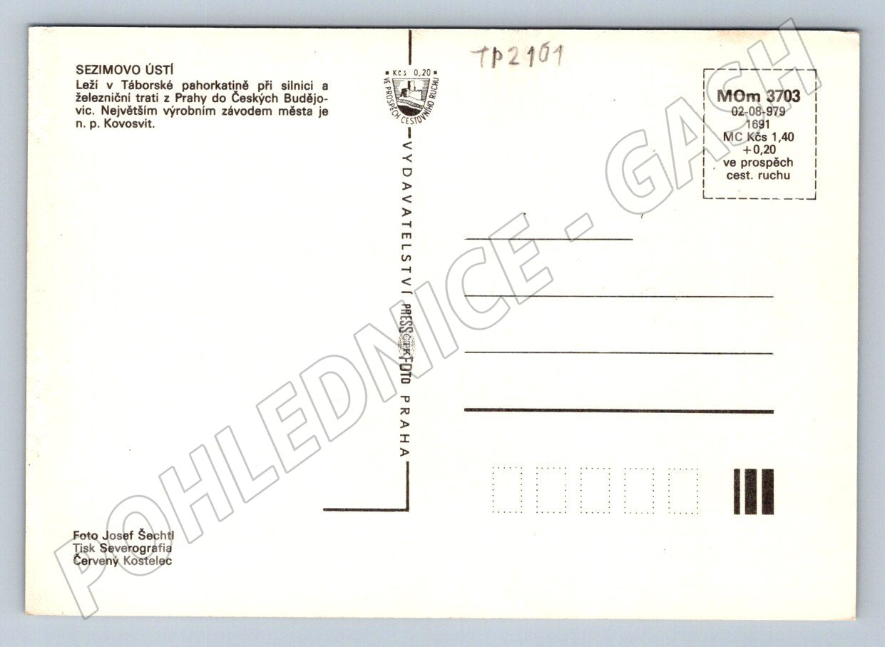 Pohlednice Sezimovo Ústí sídliště a budovy 1979 (TP2101)