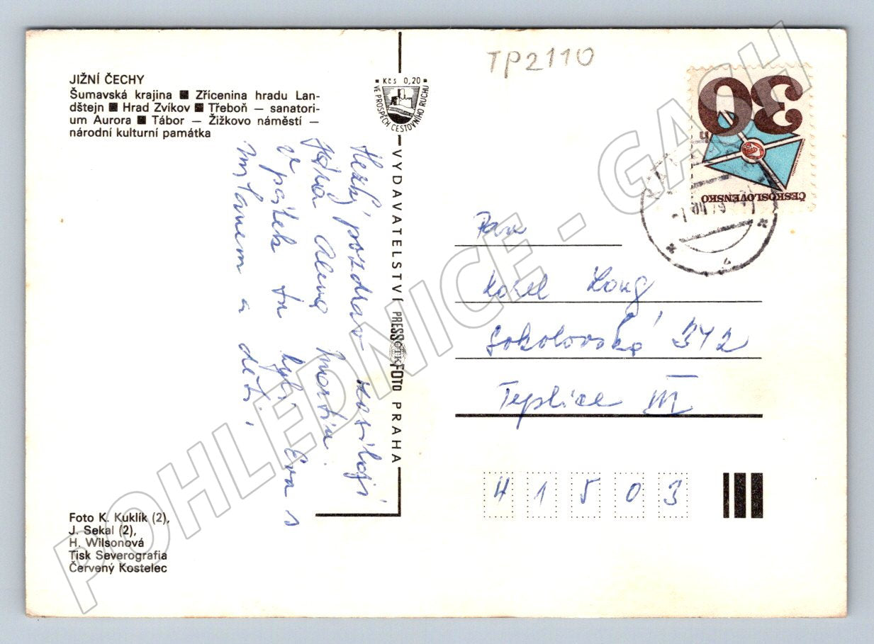 Pohlednice Jižní Čechy koláž míst a krajiny 1979 (TP2110)