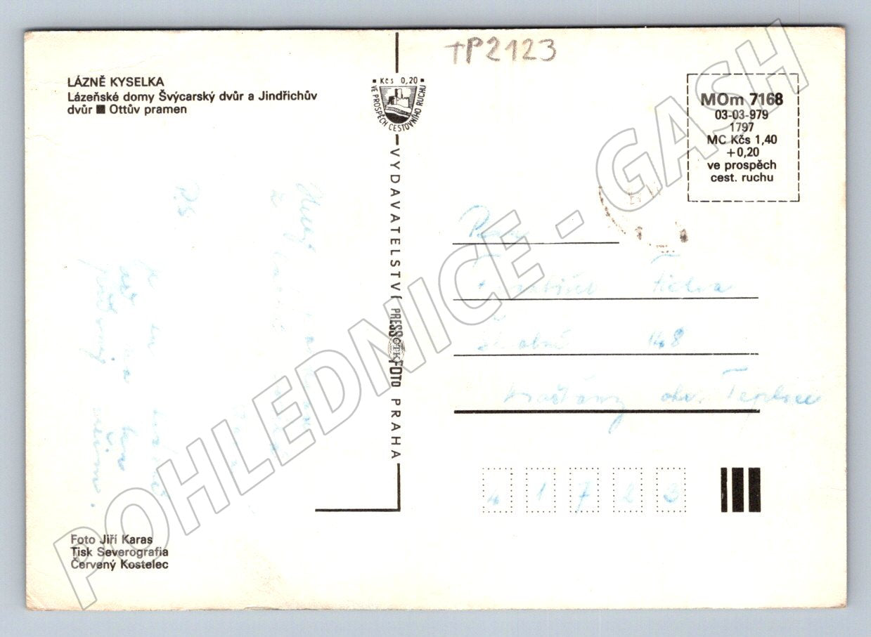 Pohlednice Lázně Kyselka lázeňské domy 1979 (TP2123)