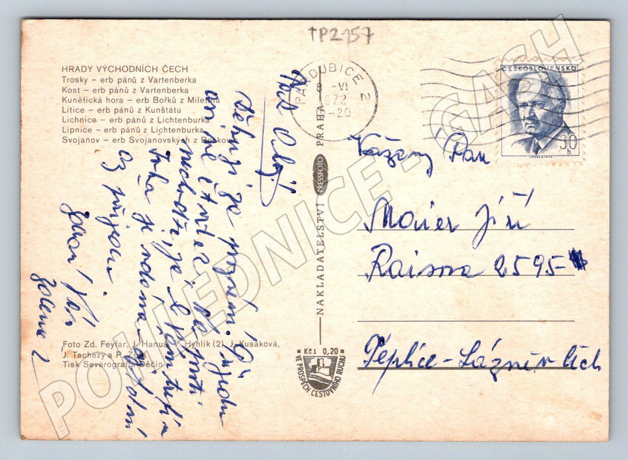 Pohlednice Hrady východních Čech 1972 (TP2157)