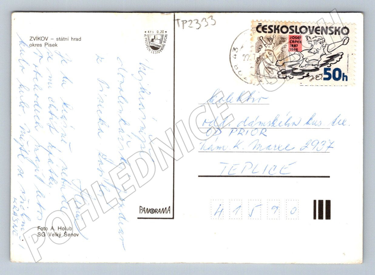 Pohlednice Zvíkov hrad a okolí 1965 (TP2333)