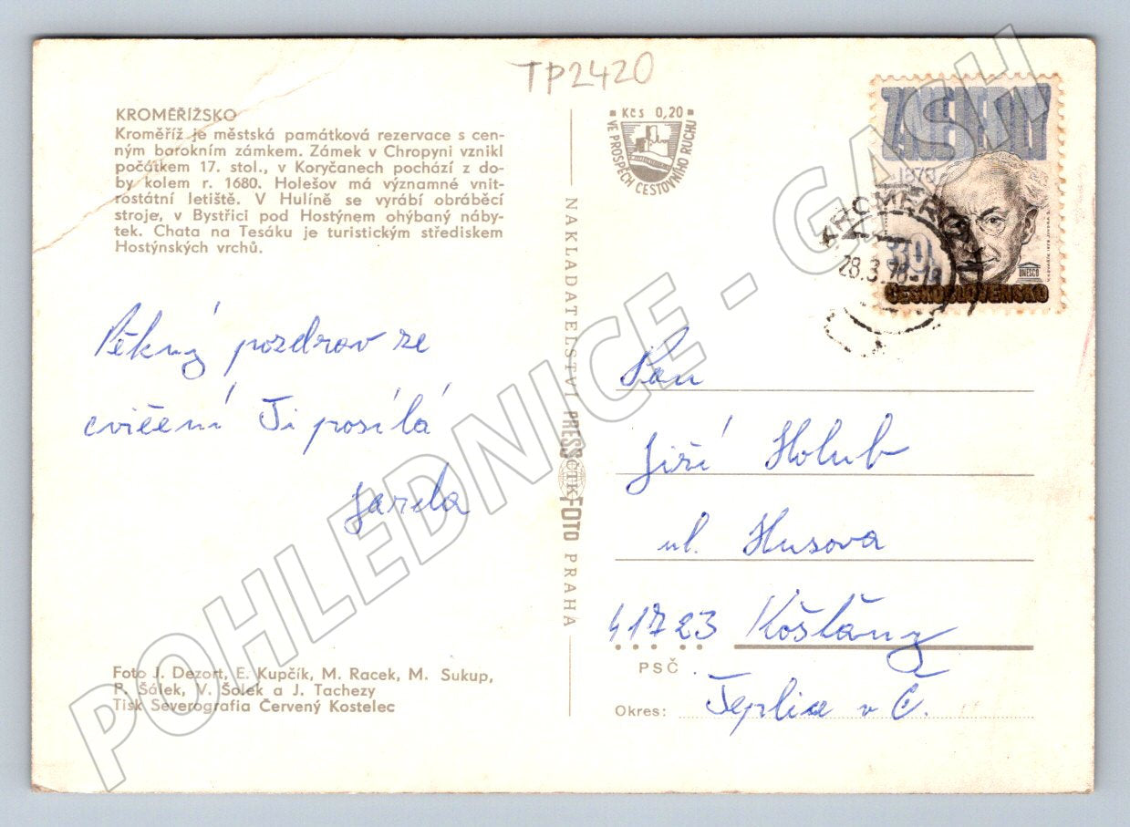 Pohlednice Kroměřížsko koláž míst 1973 (TP2420)