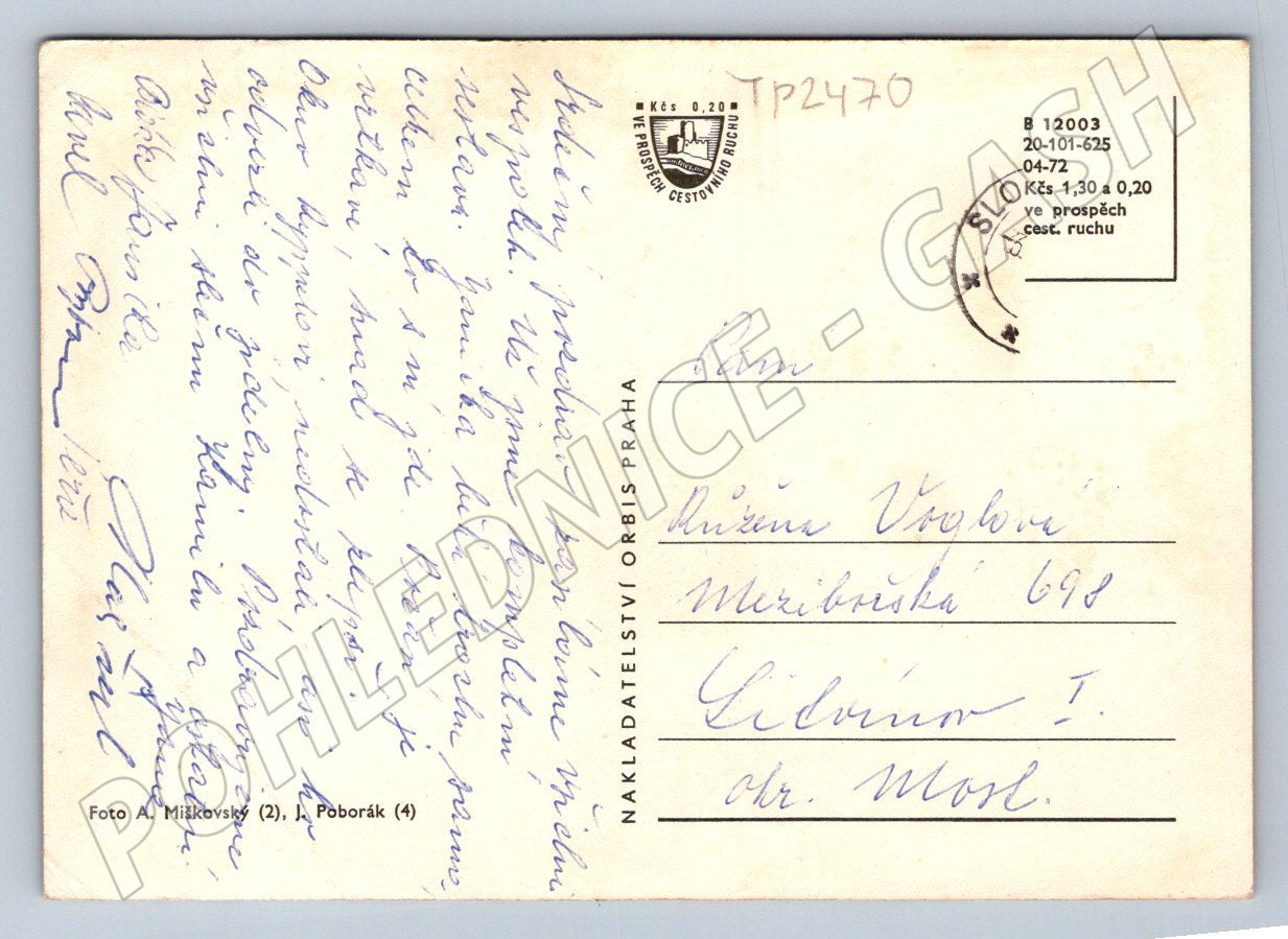 Pohlednice Sloup Varhany Nový Bor multi-view 1972 (TP2470)