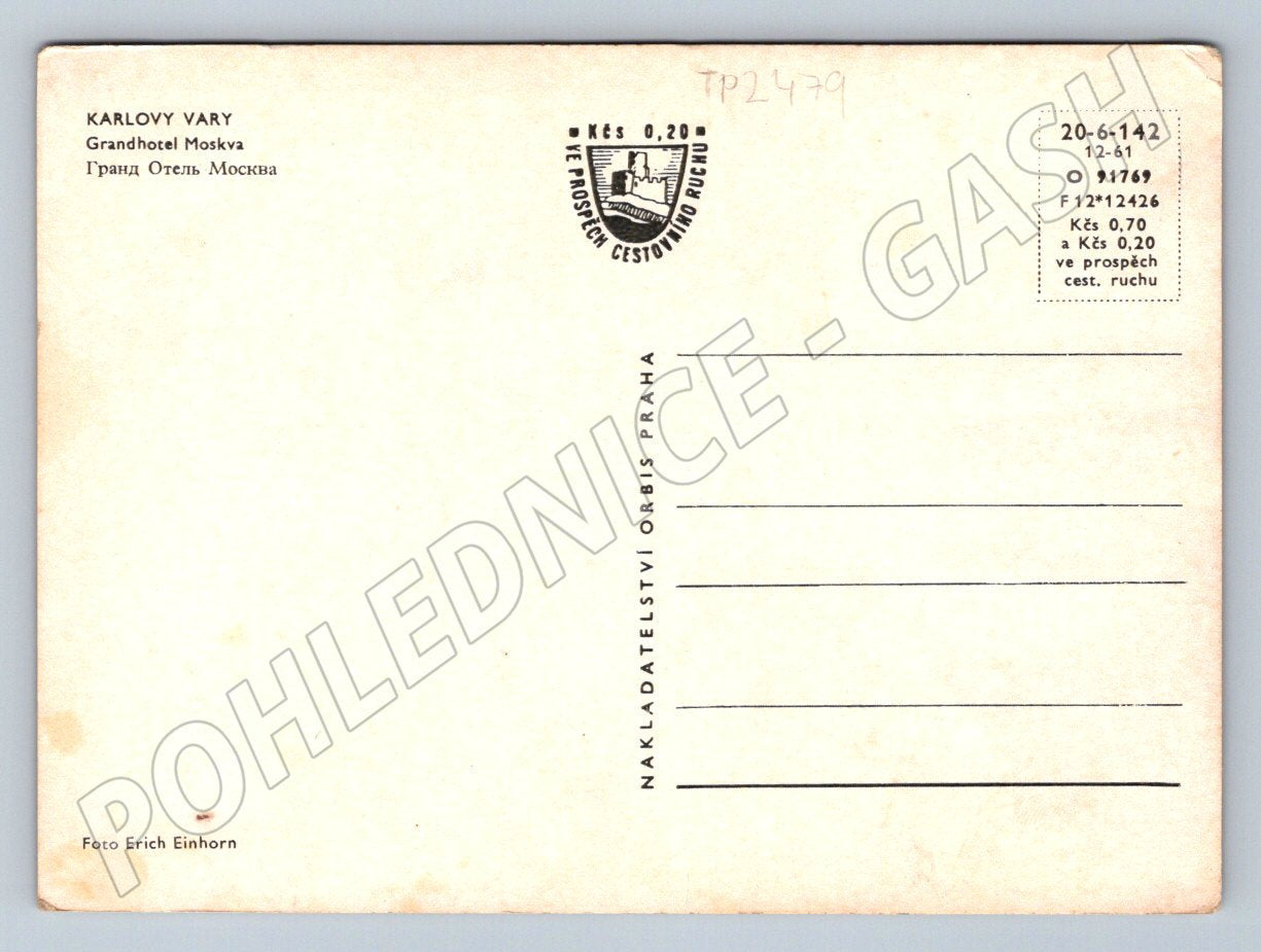 Pohlednice Karlovy Vary Grandhotel Moskva 1961 (TP2479)