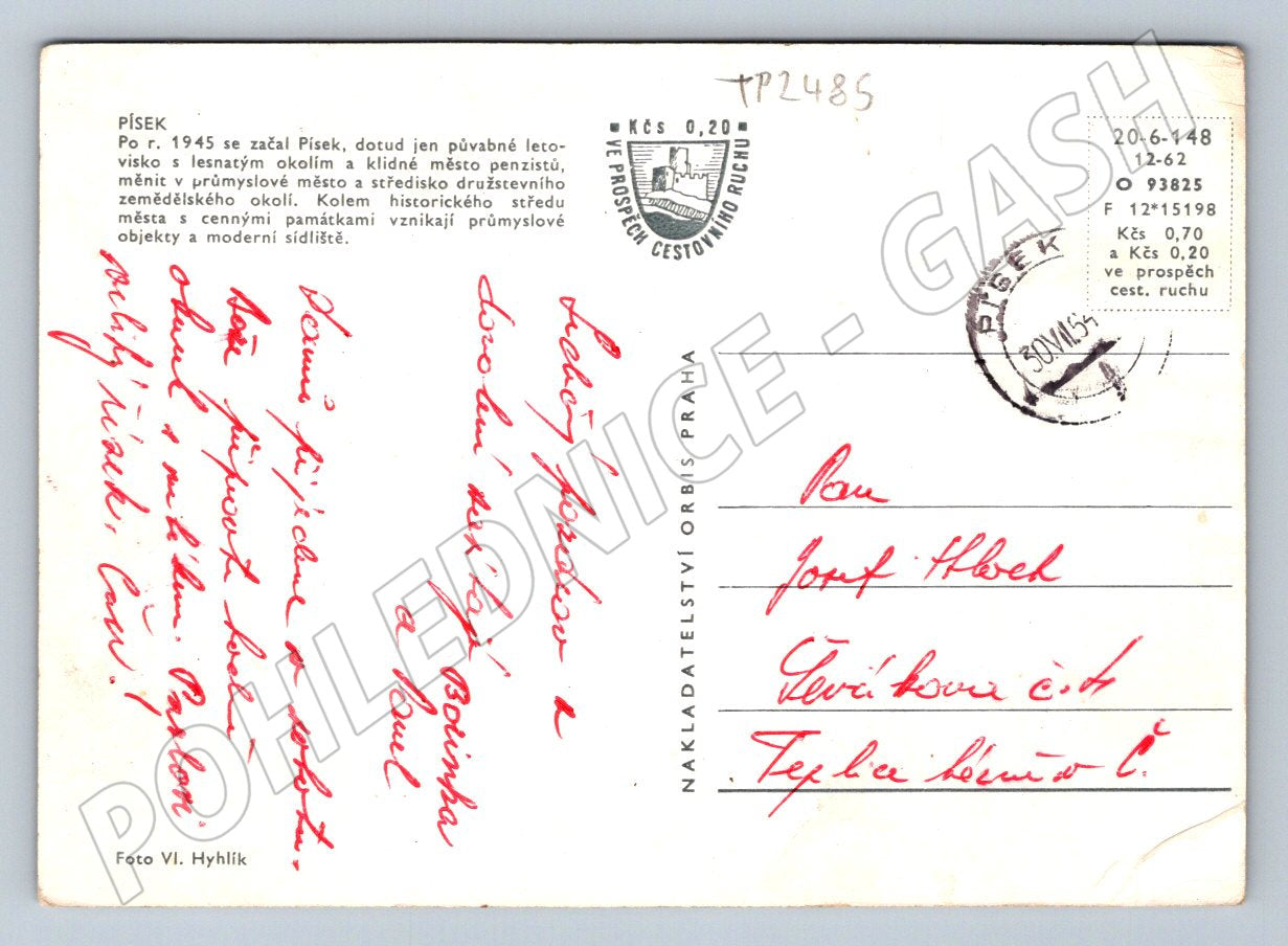 Pohlednice Písek pohled na město 1964 (TP2485)