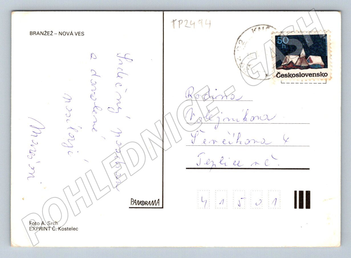 Pohlednice Branžež-Nová Ves krajina jezero 1983 (TP2494)