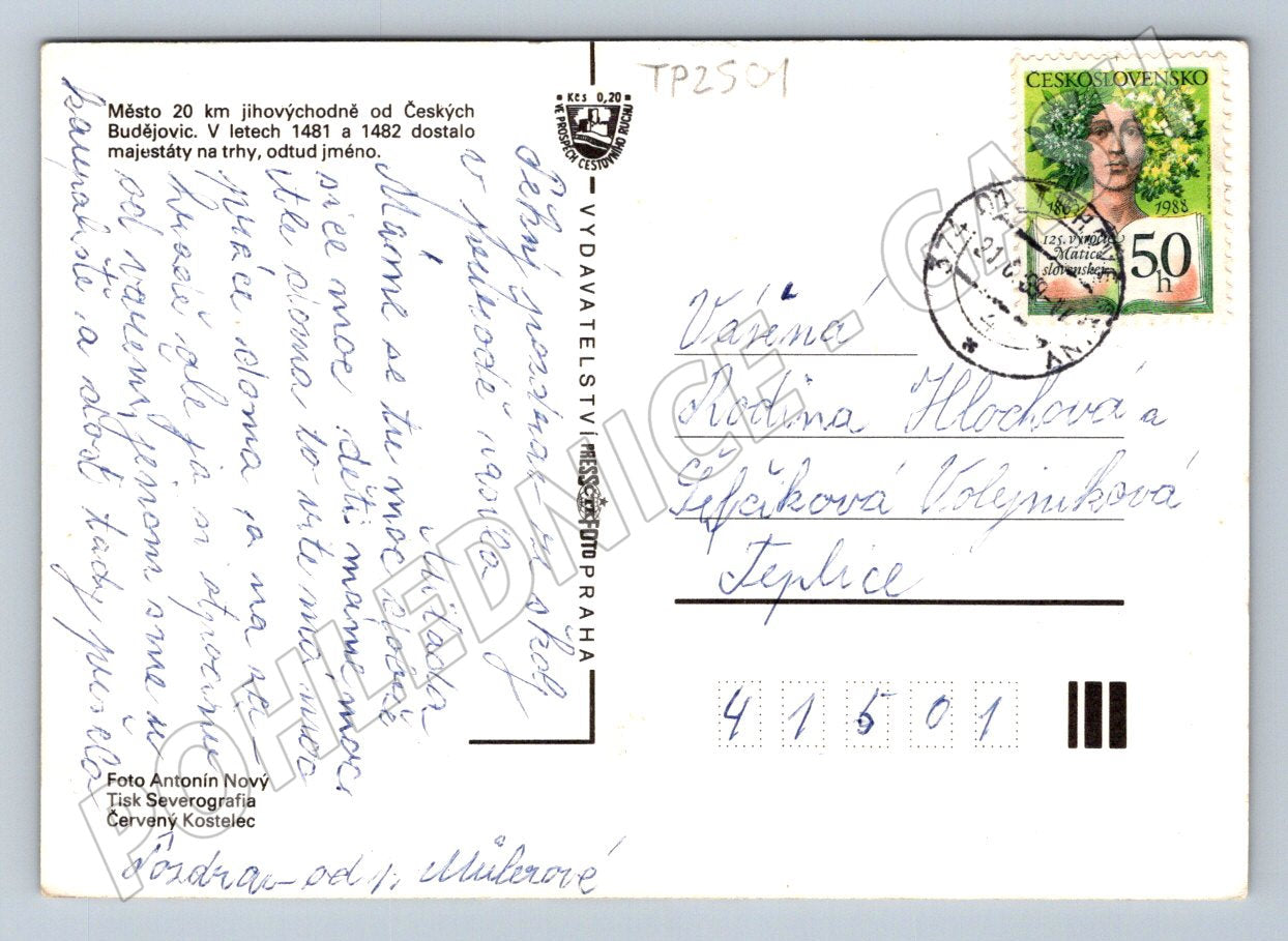 Pohlednice Trhové Sviny více pohledů 1988 (TP2501)