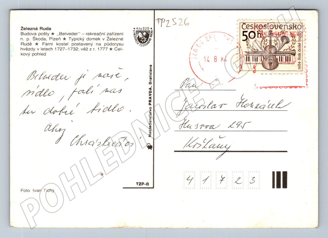 Pohlednice Železná Ruda koláž budov 1984 (TP2526)