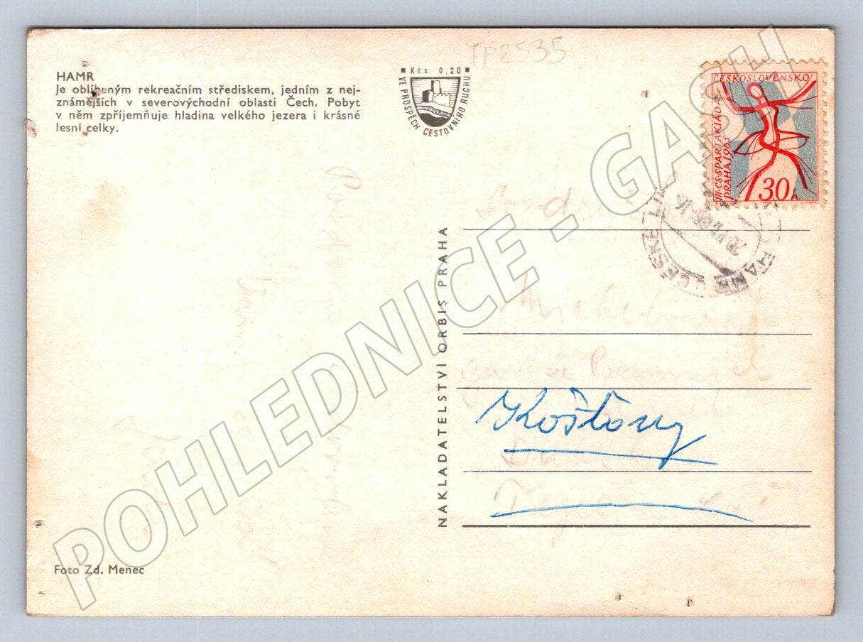 Pohlednice Hamr na Jezeře jezero a domy 1965 (TP2535)