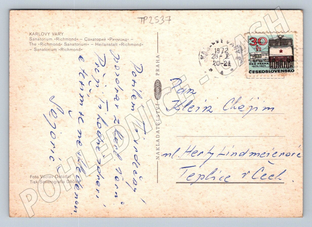 Pohlednice Karlovy Vary Sanatorium Richmond 1972 (TP2537)
