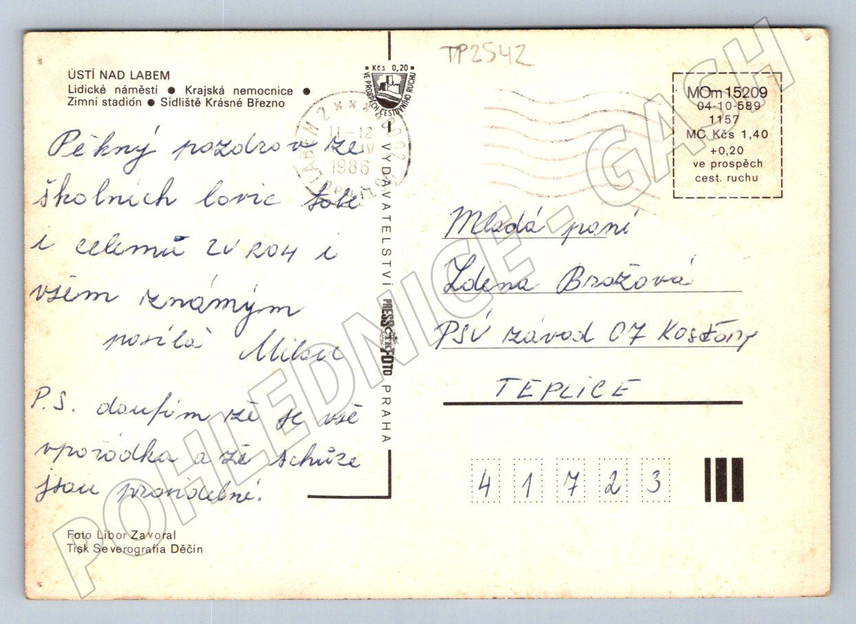 Pohlednice Ústí nad Labem pohledy na město 1986 (TP2542)