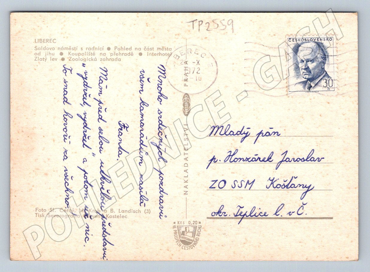 Pohlednice Liberec více záběrů 1972 (TP2559)