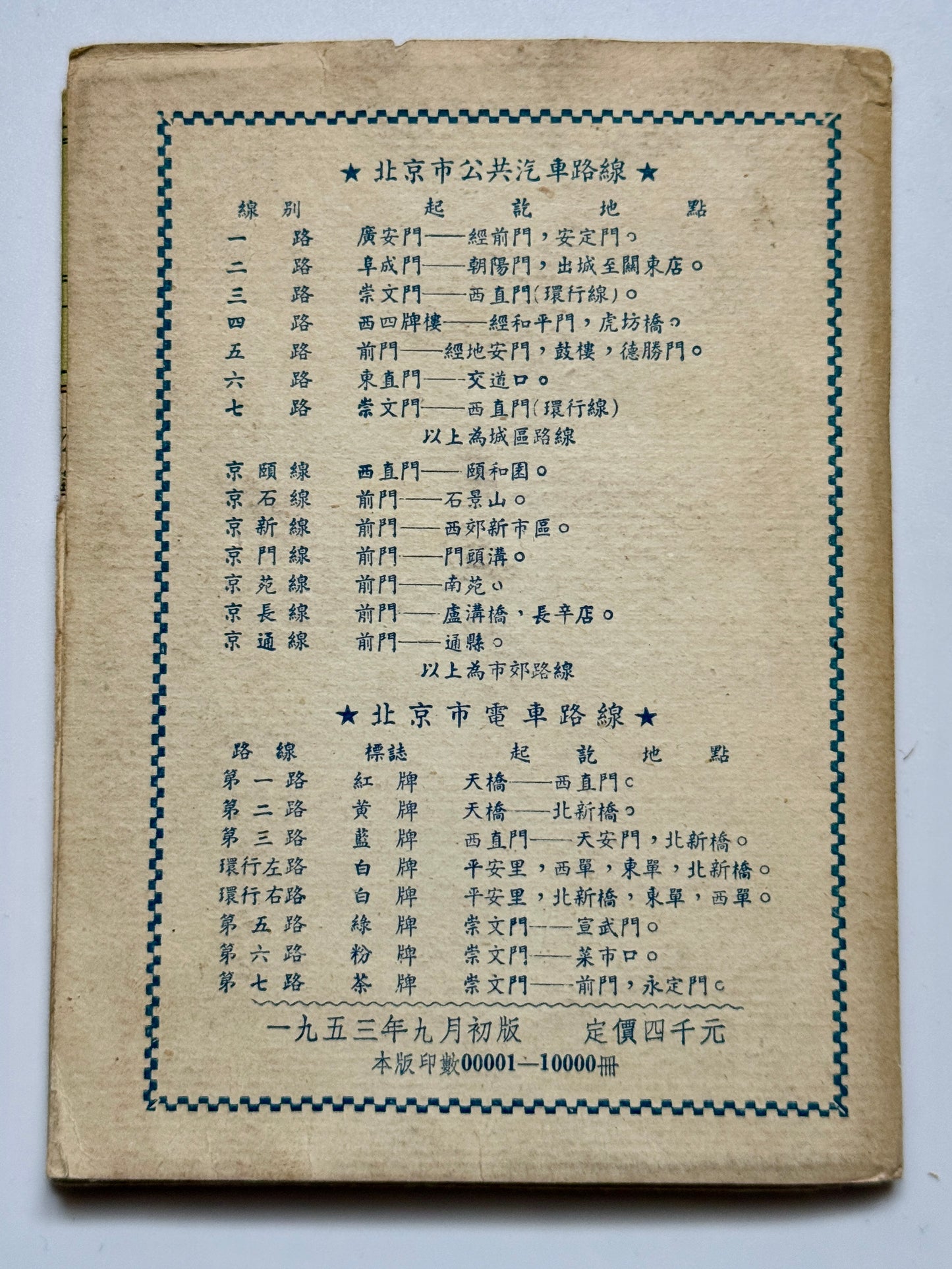 Peking Čína Praktická Nová Mapa Skládací 1953 (BM159)