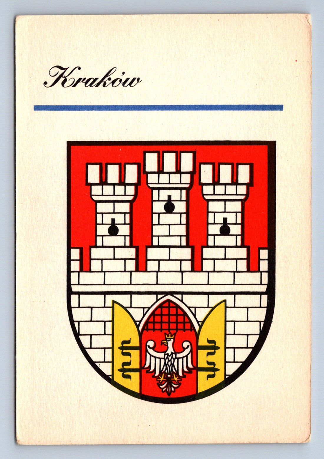 Pohlednice Krakov — erb města, klasický heraldický motiv