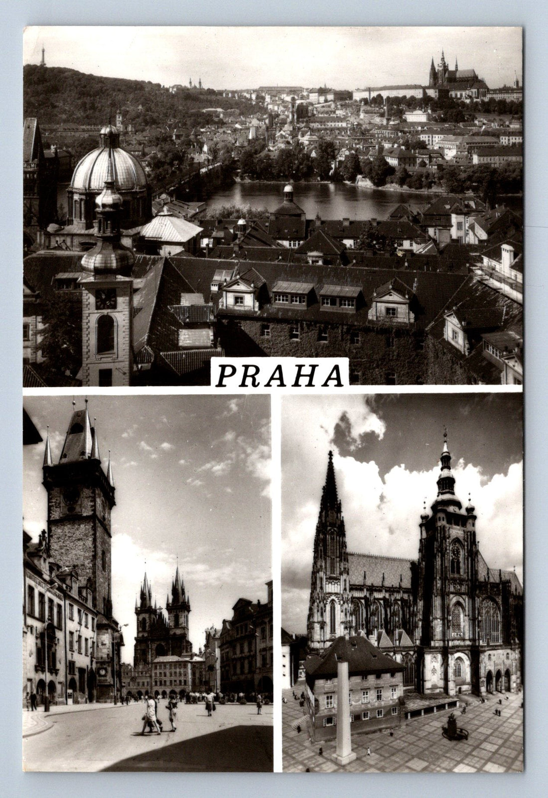 Pohlednice Praha — koláž několika prazžských motivů v jedné kompozici