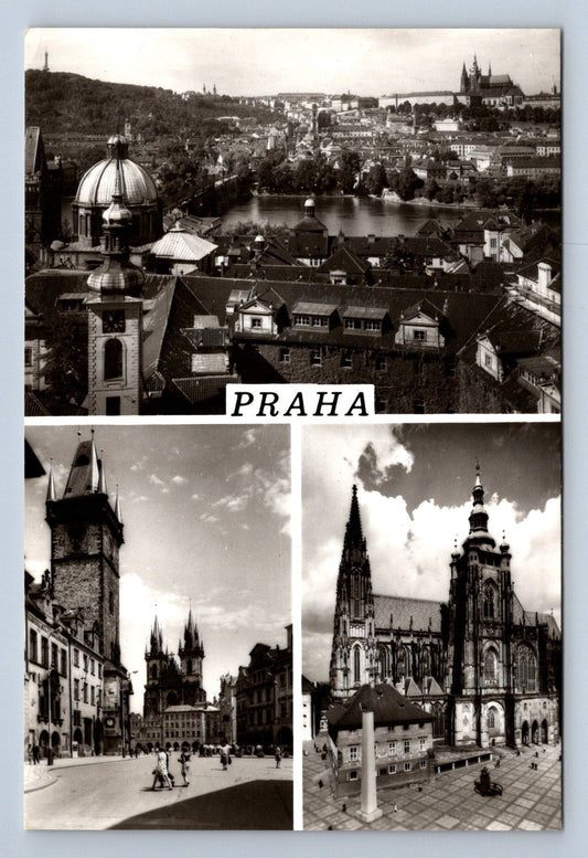 Pohlednice Praha — koláž několika prazžských motivů v jedné kompozici