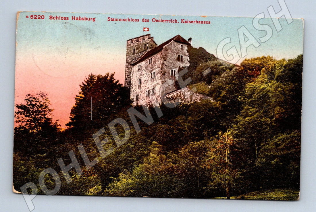 👑 Stara pohlednice Schloss Habsburg kolorovaná 1913