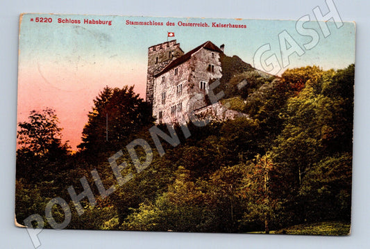 👑 Stara pohlednice Schloss Habsburg kolorovaná 1913