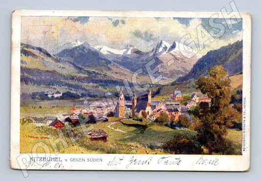 Historická pohlednice Kitzbühel 1906 — alpská krajina ze zlaté éry pohlednic