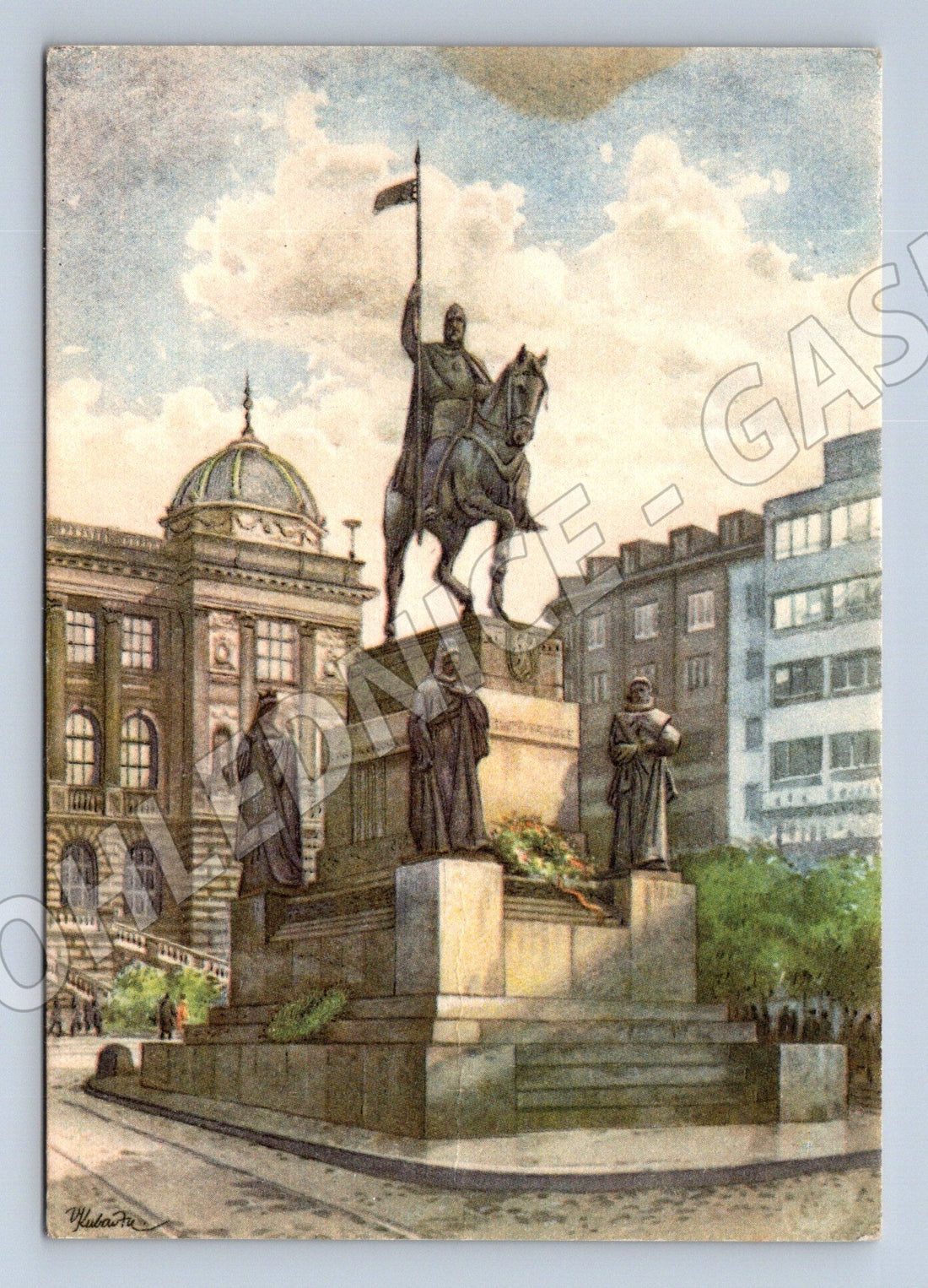 👑 Stara pohlednice Praha pomník sv. Václava