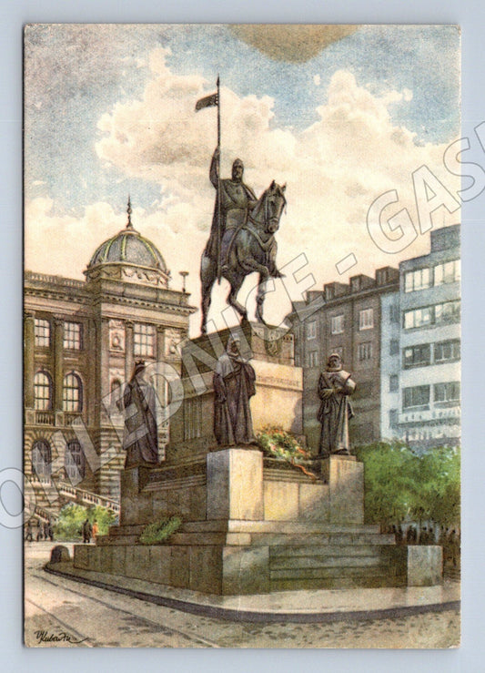 👑 Stara pohlednice Praha pomník sv. Václava