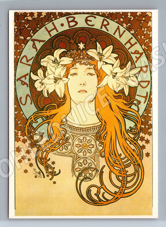 Pohlednice Alfons Mucha Sarah Bernhardt z roku 1897 — ikonická secesní grafika