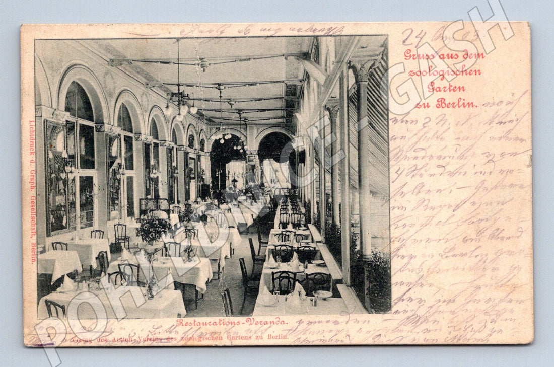 Pohlednice Berlín zoologická zahrada 1903 — restaurace v ZOO