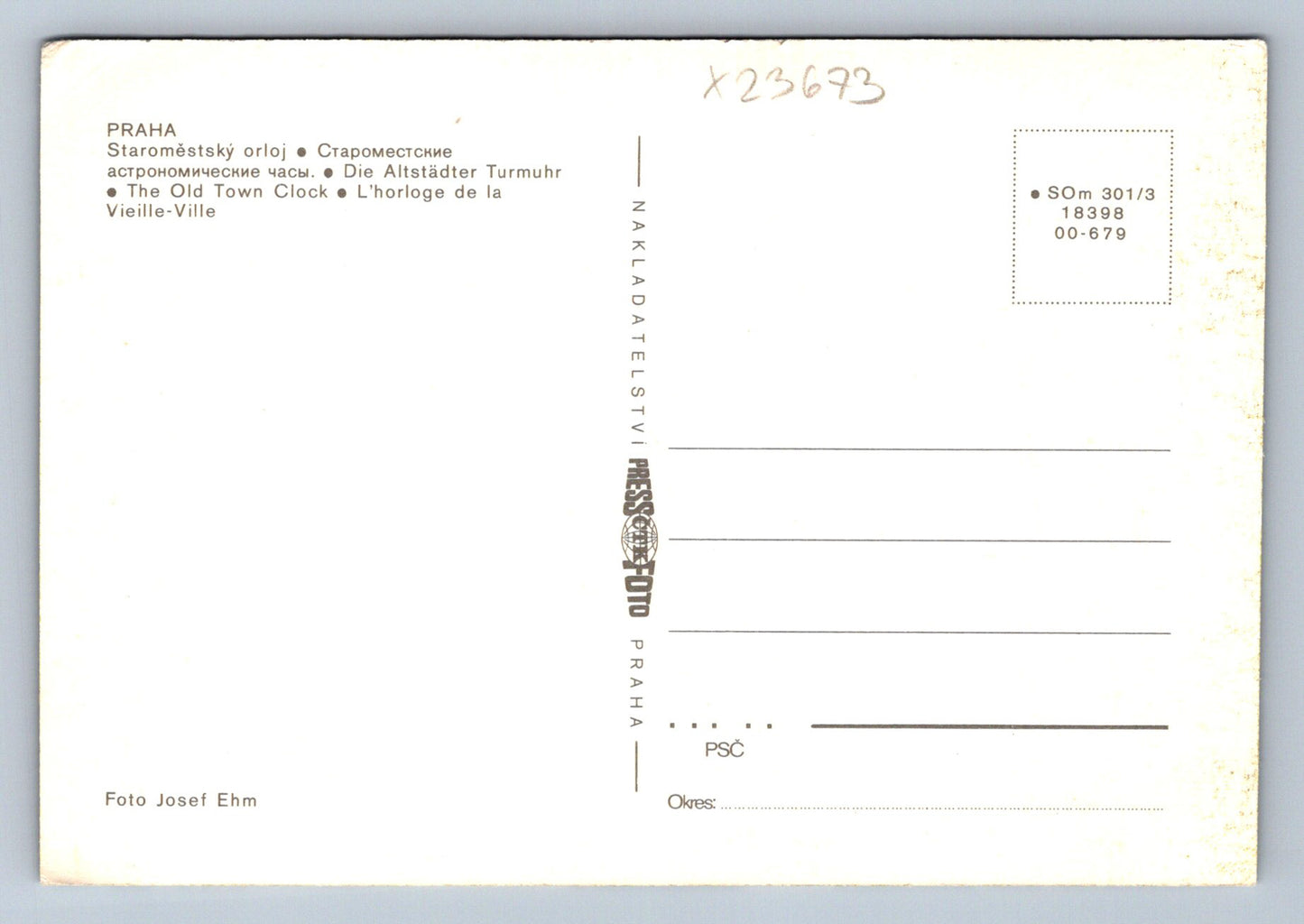 Postcard PRAGUE - OLD TOWN ASTROLOGICAL CLOCK (X23673)