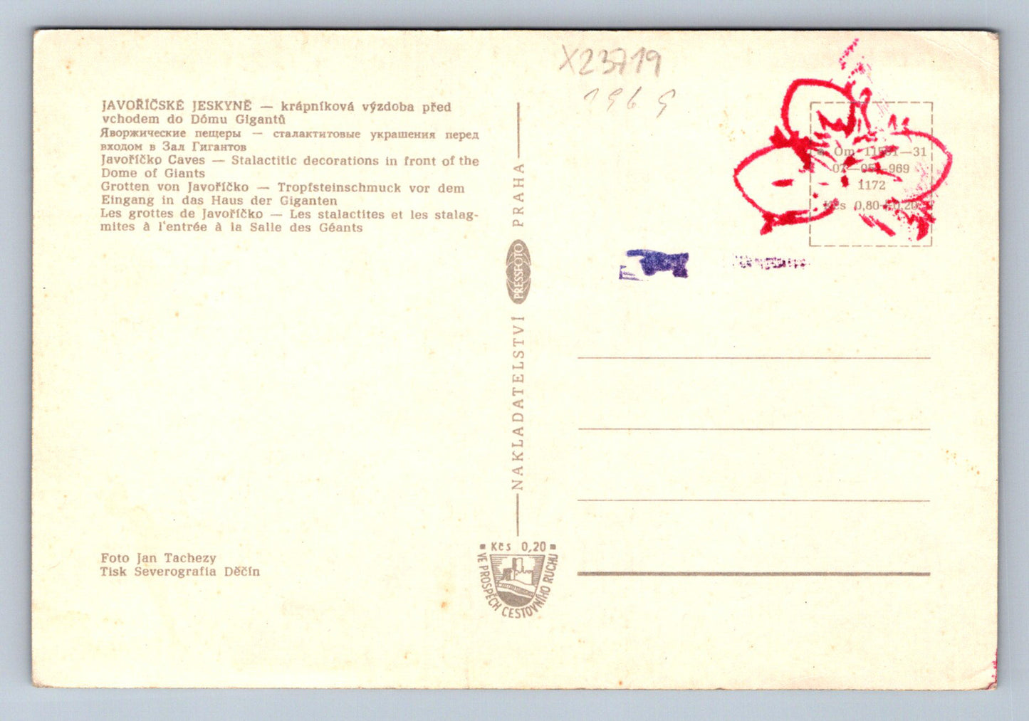 JAVOŘIČSKÉ CAVE Postcard (X23719)