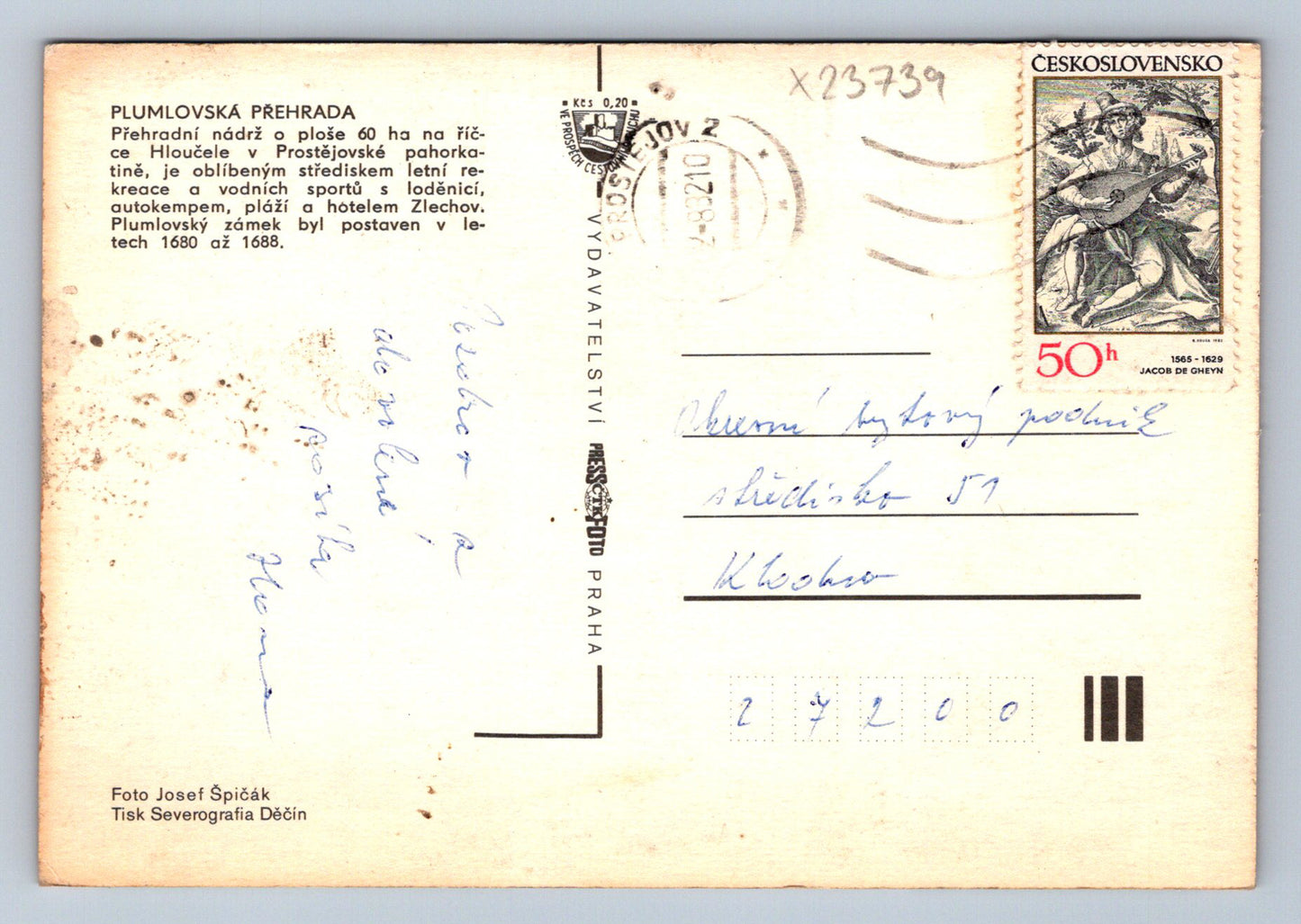 Postcard PLUMLOV DAM (X23739)