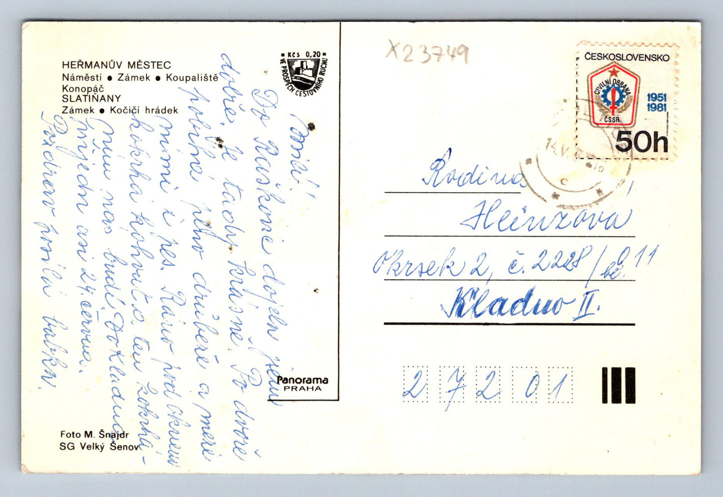 Postcard HEŘMANŮV MĚSTEC (X23749)