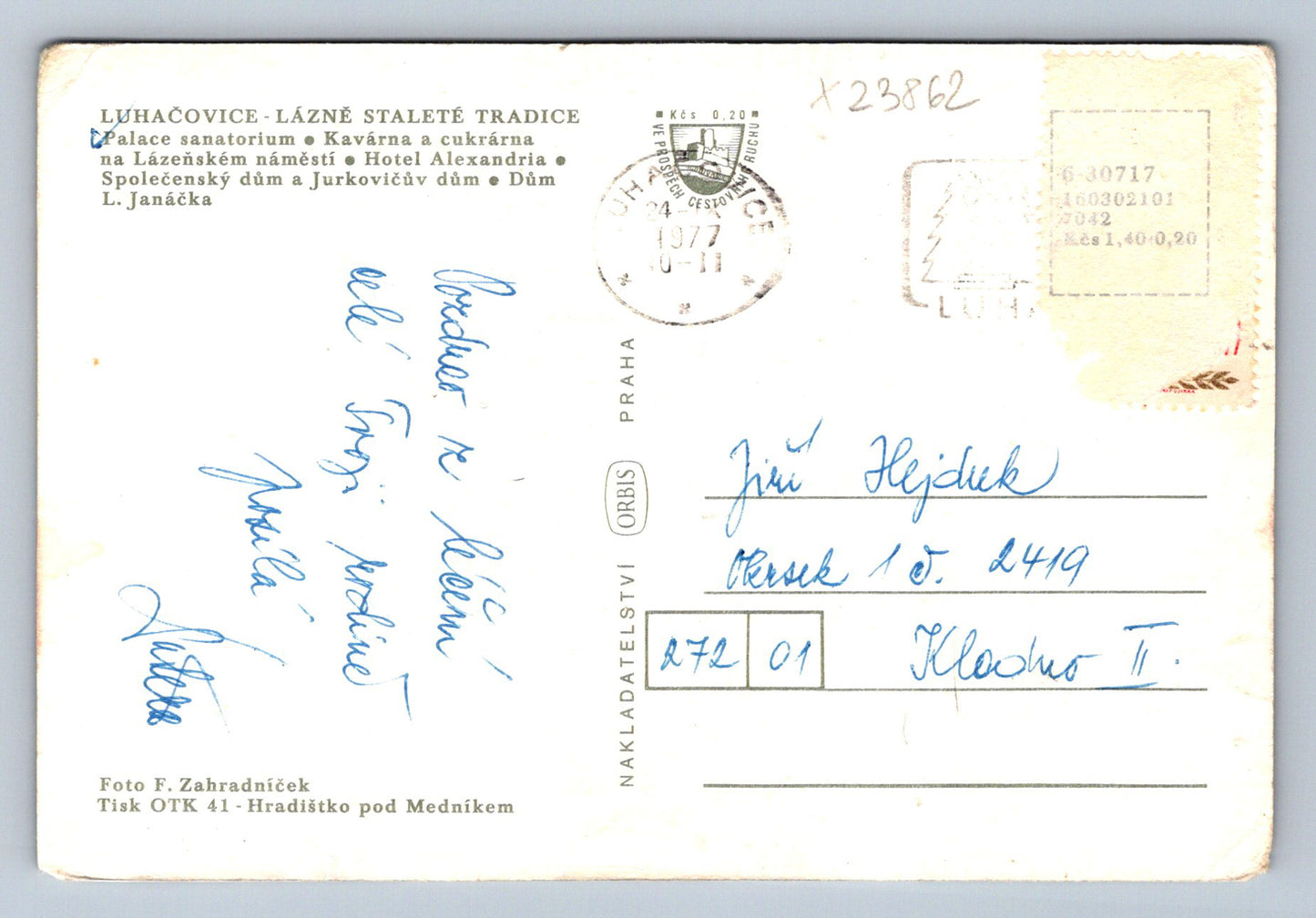 Pohlednice LUHAČOVICE (X23862)