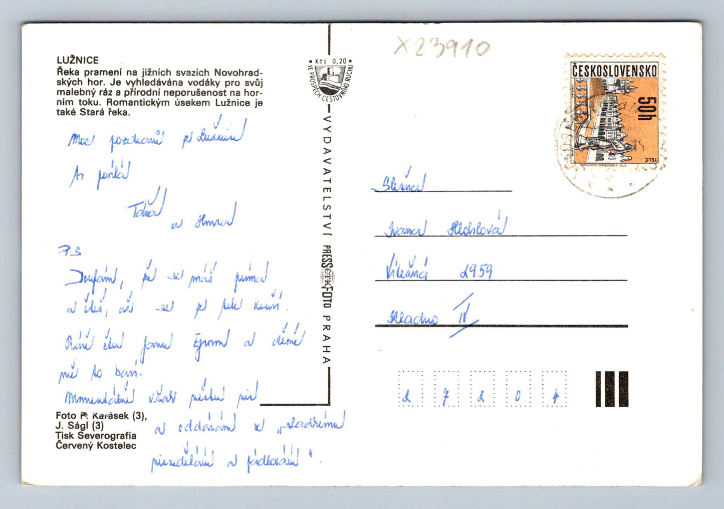 Pohlednice LUŽNICE (X23910)