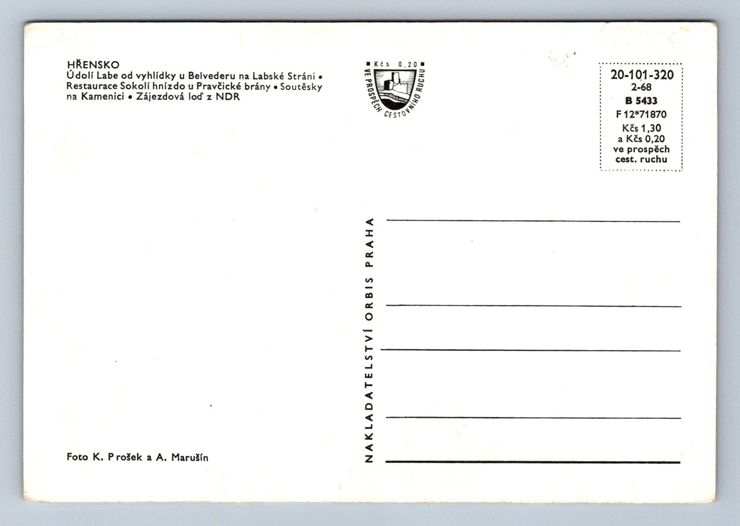 Pohlednice Hřesko údolí Labe od vyhlídky u Belvederu (JN1713)