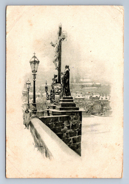 Pohlednice Praha Das Kreuz auf der Karlsbrücke (JN1801)