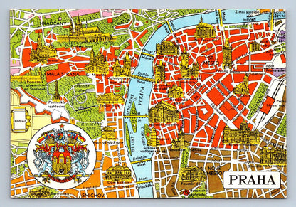 Pohlednice Praha mapa kresba Slavík (JN1825)