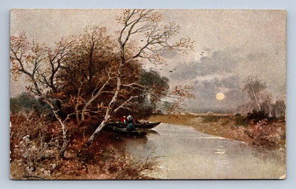 Pohlednice Rybáři na loďce razítko Roudnice (JN1866)