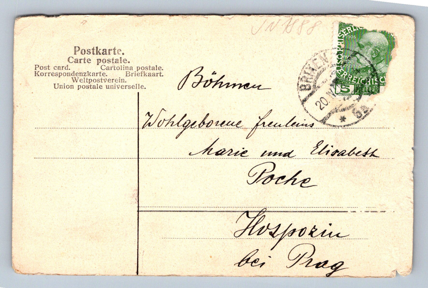 Pohlednice Meran Troler Volkstrachten IV. Verlag vn Ernst Schmid, Inns