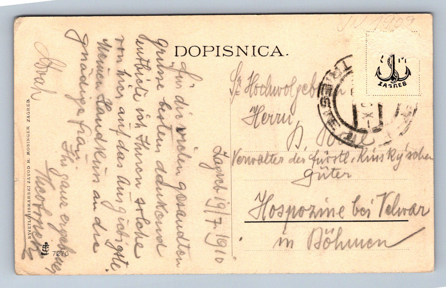 Pohlednice Zagreb. Jelačićev trg. (JN1909)