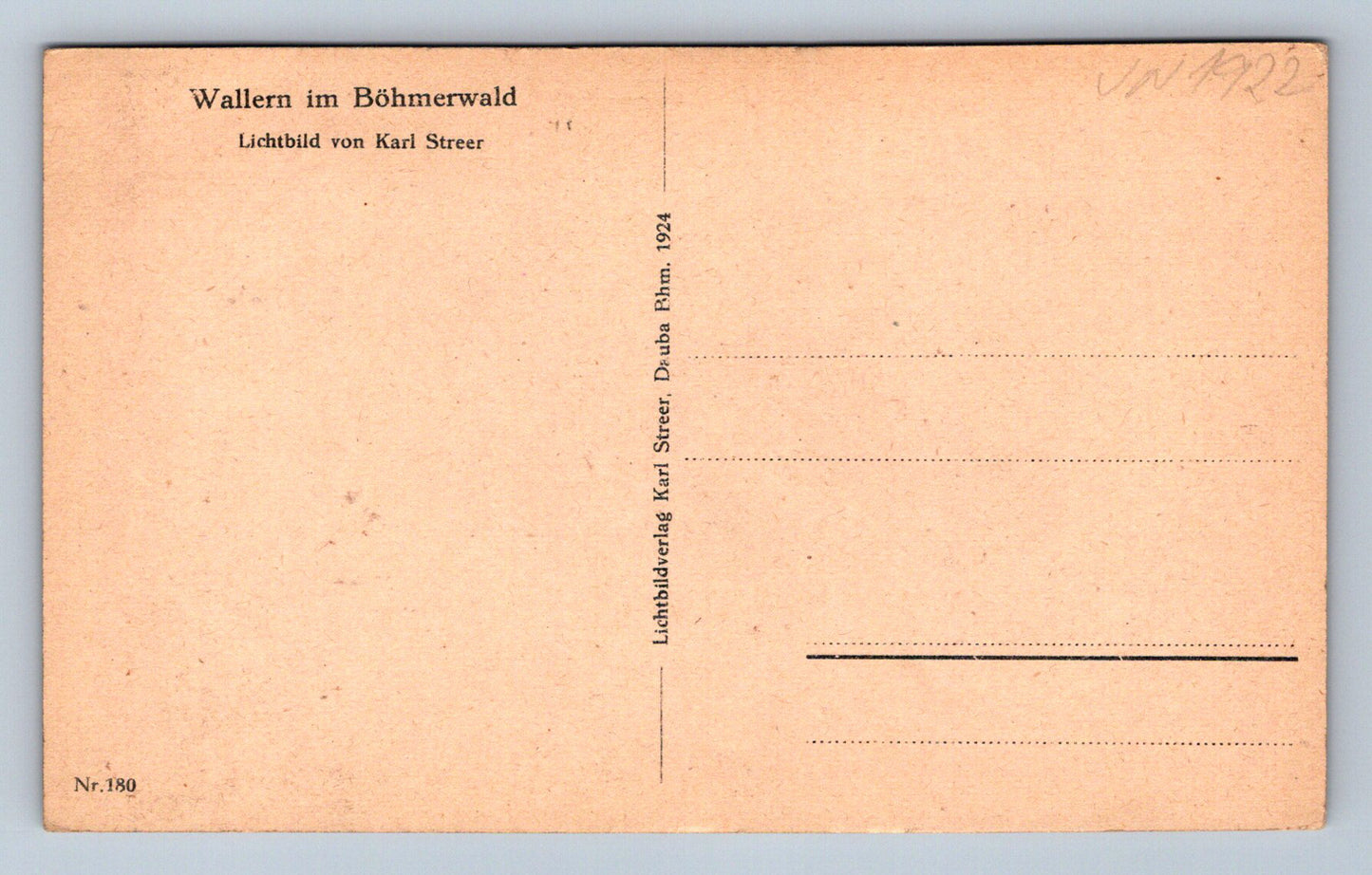 Pohlednice Chalupy Wallern im Böhmerwald (JN1922)