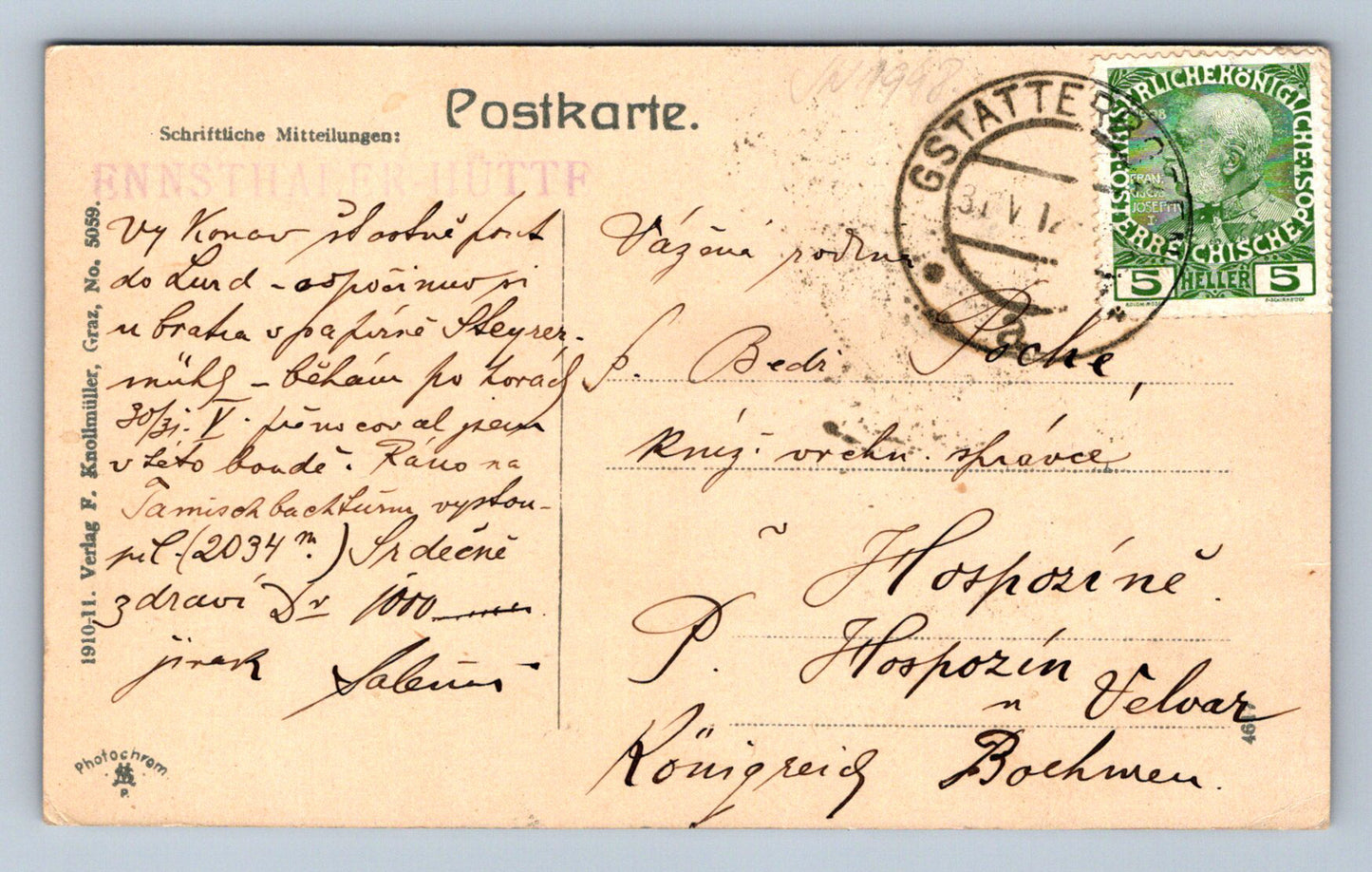 Pohlednice Gesäuse von der Ennstalerhütte gesehen (JN1948)