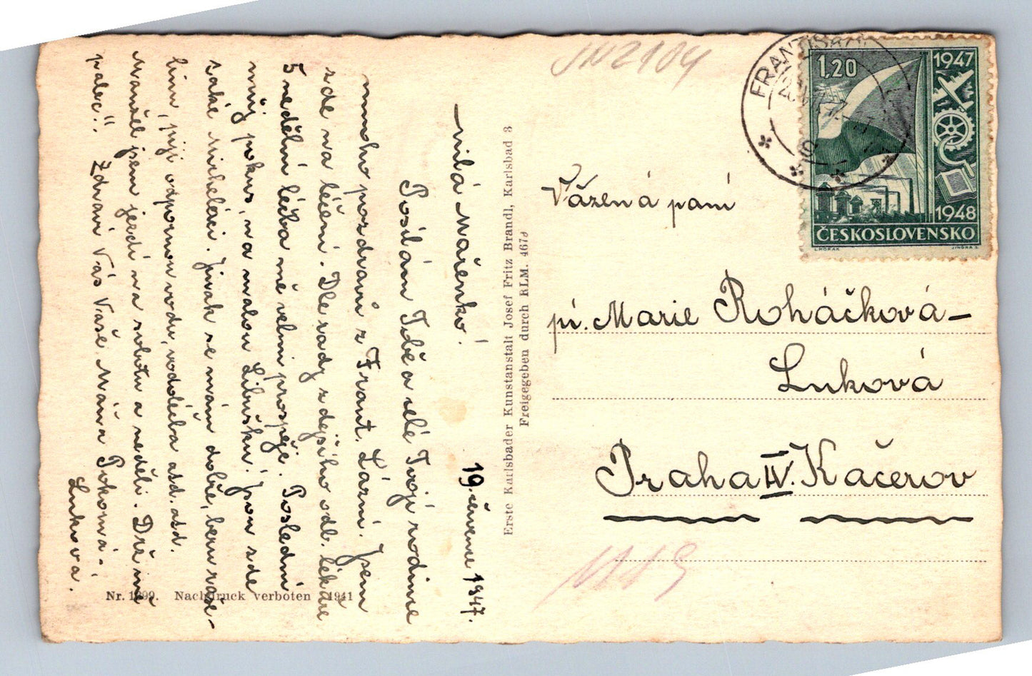 Pohlednice Františkovy lázně celkový pohled (JN2104)