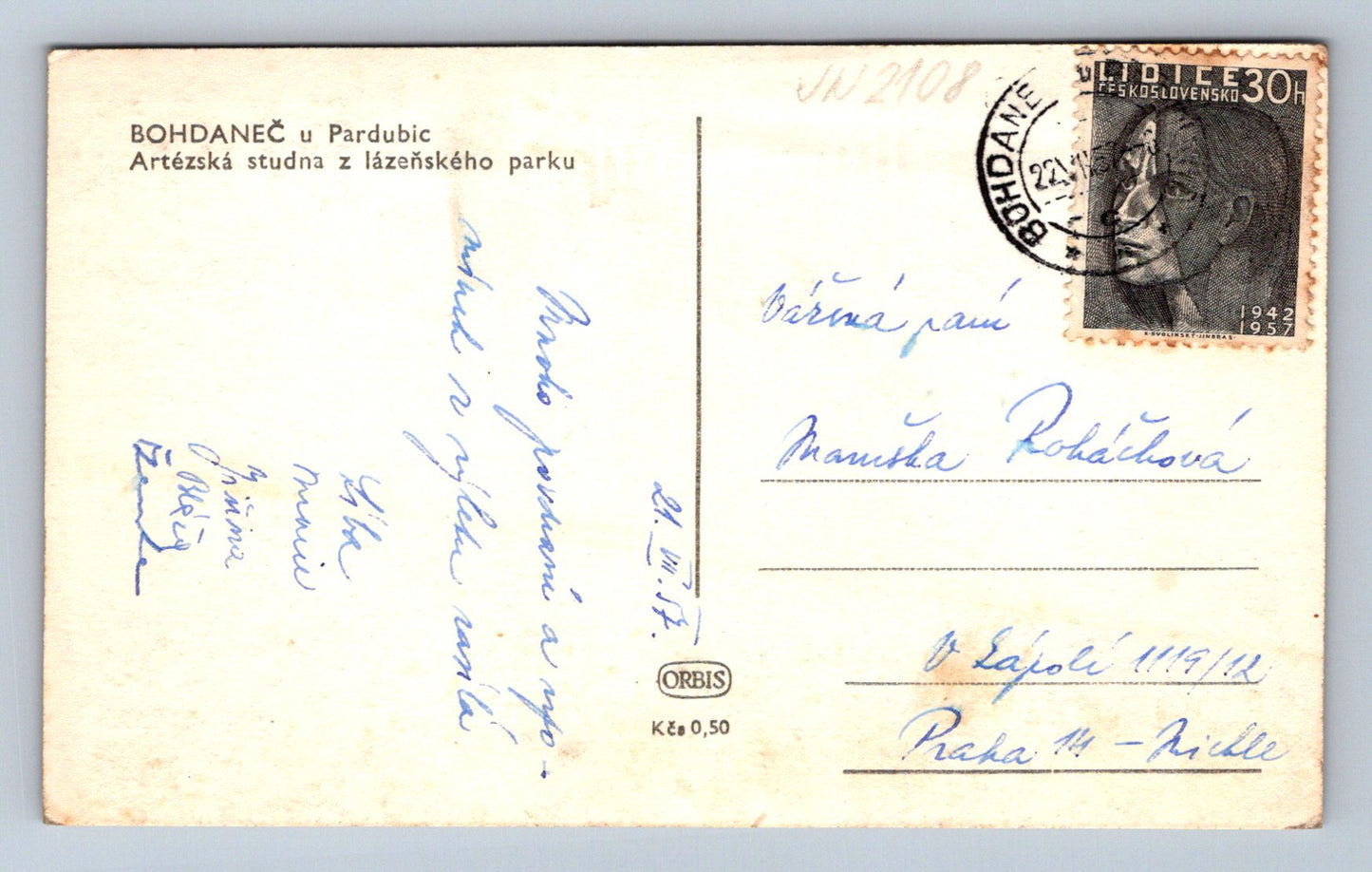 Pohlednice Bohdaneč u Pardubic Arztézká studna (JN2108)