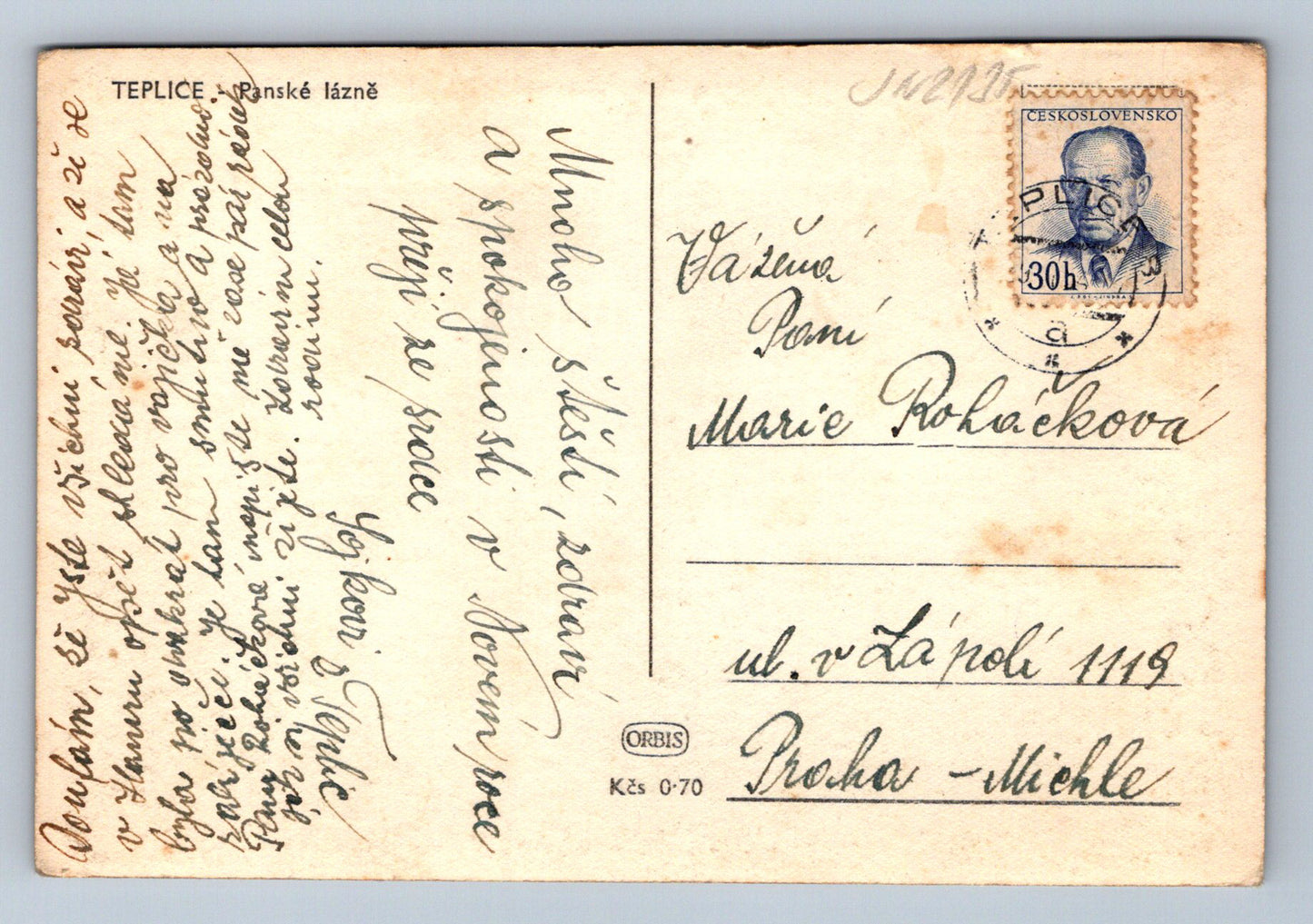 Pohlednice Teplice Panské lázně (JN2135)